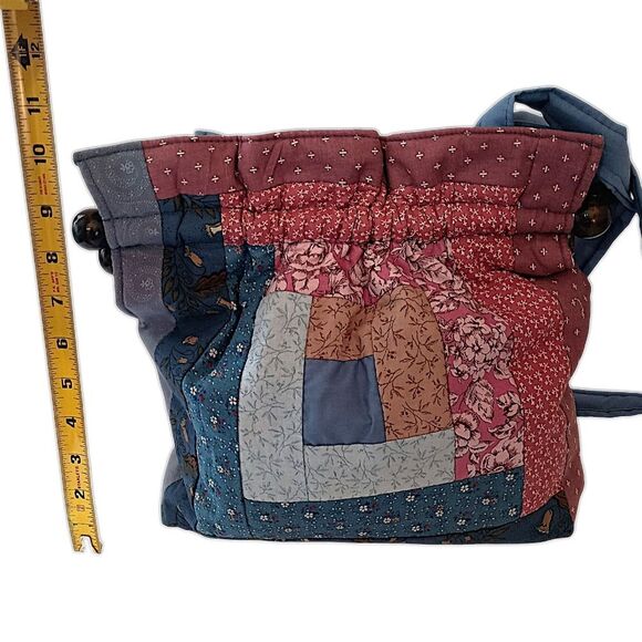 Hand Crafted Quilted Fabric Shoulder Bag Handbag Cottage Hippie Farmhouse Boho - Picture 4 of 16